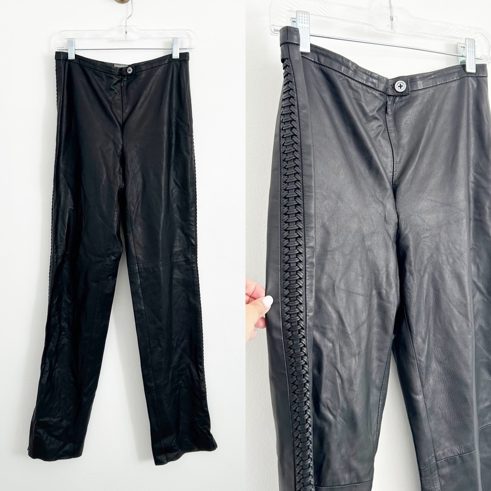 Agnona x Bergdorf Goodman Genuine Leather Made in Italy Black Pants Size IT 42